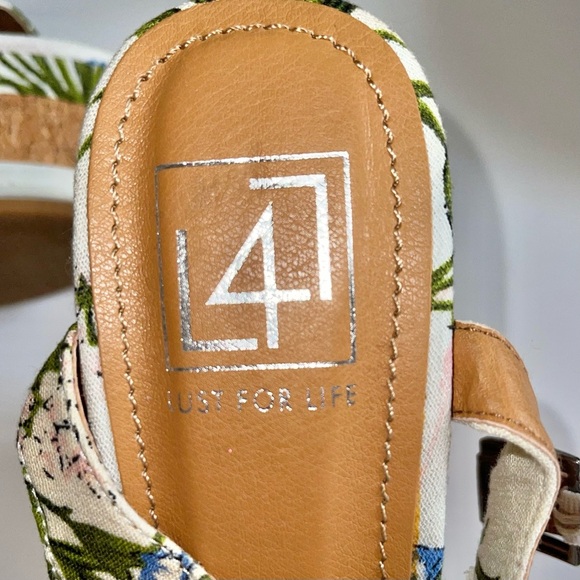 Lust For Life Floral Print Cork Wedge Sandals Sz 8 - Picture 7 of 7